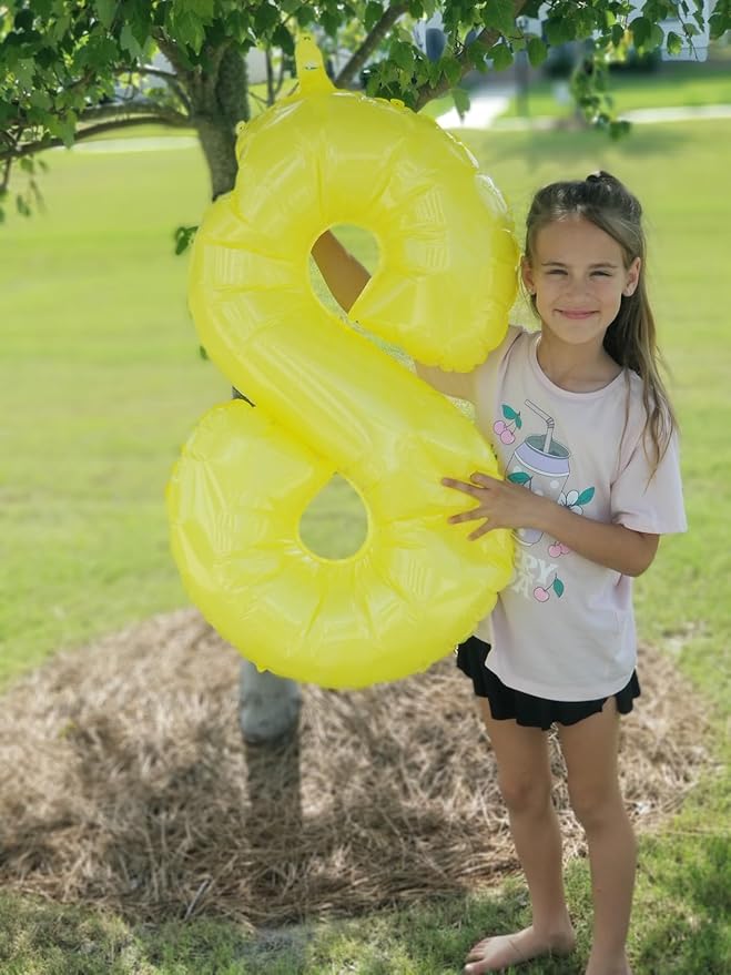 40 Inch Number 7 Balloon, 6 7 Birthday Decorations, Yellow Seven Birthday Decor, 7 17 27 70 Year Old Balloon Number for Engagement, Wedding, Graduations