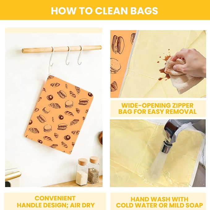2 Pack Wide Zipper Access Beeswax Bread Bags for Sourdough Bread, Reusable Organic Linen Beeswax Bread Bag for Homemade Sourdough for Homemade Bag to Keep Fresh Longer, Kitchen Storage (Brown)