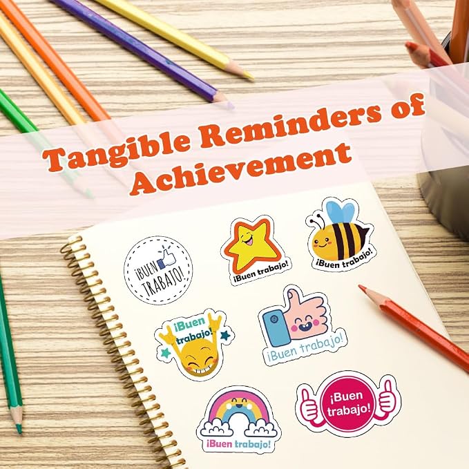 Reward Stickers - Spanish Classroom Essentials with Buen Trabajo Labels for Student Motivation & Fun