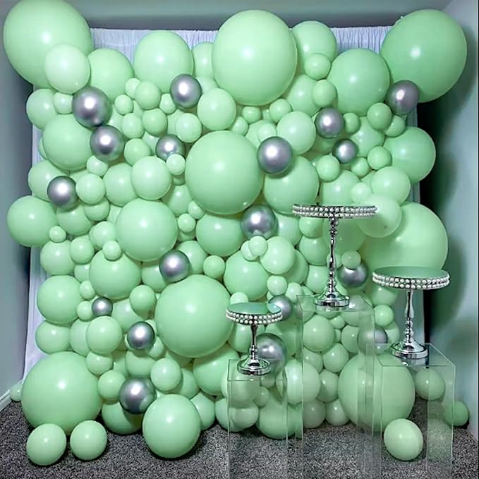 PartyWoo Mint Green Balloons 100 pcs Different Sizes Pack of 36 18 12 10 5 Inch Pastel Light Green Peppermint Balloon Arch Kit Garland for Graduation Baby Shower Birthday Party Decorations Green-Q06