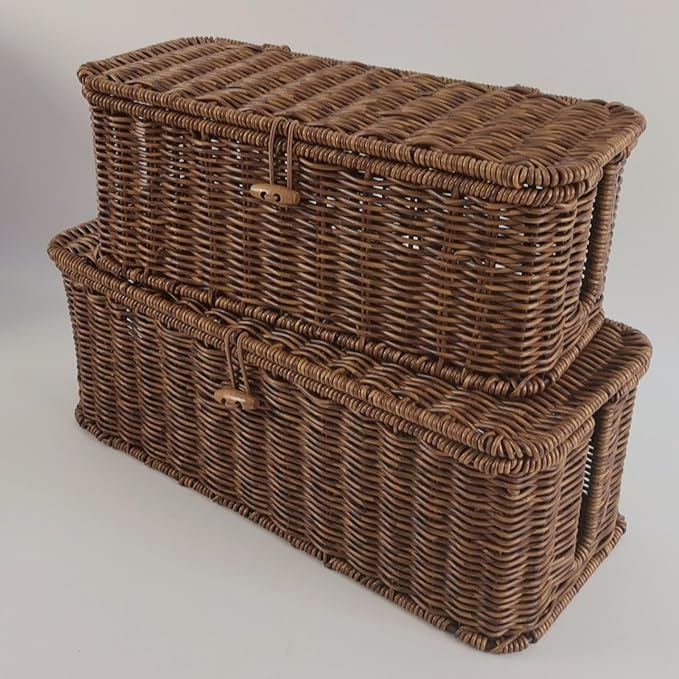 ordinarYone Woven Storage Basket with Realistic Look Rattan for Kitchen Organization and Home Decor