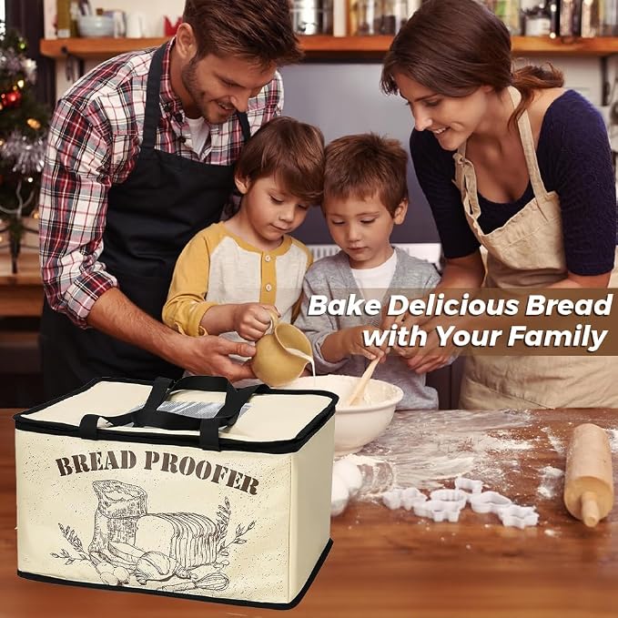 Bread Proofer with Heater, Electric Dough Proofing Box Timer | Temperature Control 0–130℉, Sourdough Pizza Yogurt Cheese Fermentation, Foldable Kitchen Countertop Bread Proofing Box Use