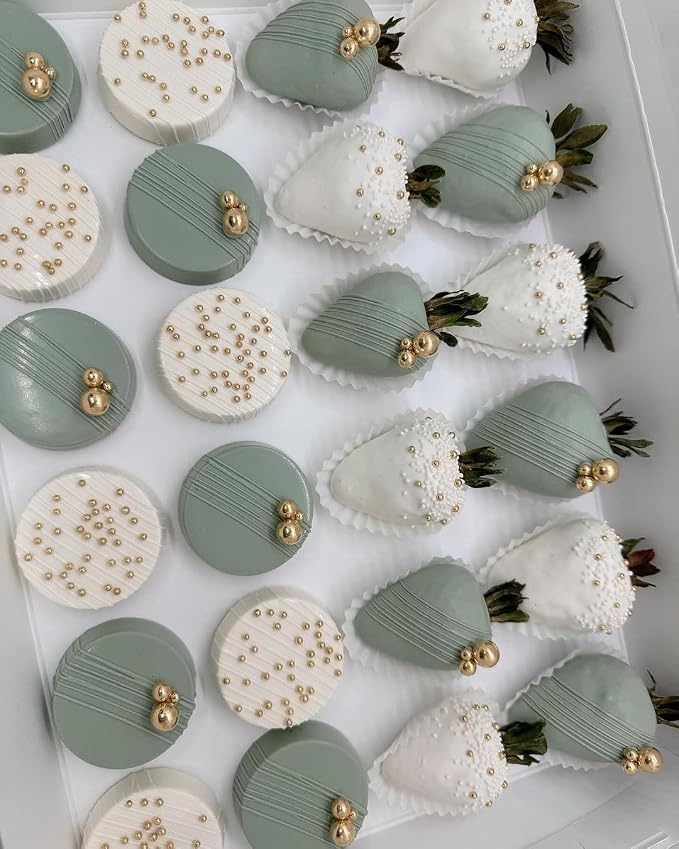 4 in 1 Super Gold Pearl Sugar Sprinkles 6 oz, 4 sizes Candy Pearls Ideal for Baking, Cake and Cupcake Toppers, Cookie Decoration, Ice Cream Topping, Wedding Shower Party Valentines Halloween Christmas