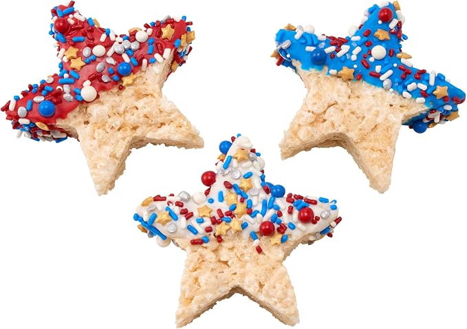 DECOPAC Firecracker Deluxe Fusion Mix, 26oz, Fancy Patriotic Candy Sprinkles in Handheld Container, Edible Sprinkles For Celebration Cakes, Cupcakes, Cookies and Donuts, Red, White, and Blue