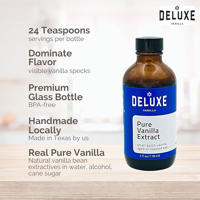 Pure Vanilla Extract for Baking 4 oz - Gourmet Vanilla Made from Real Vanilla Beans for Desserts and Baking Sweets