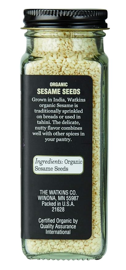 Watkins Organic Sesame Seeds, 2.8 Ounce Jar, 3-Pack