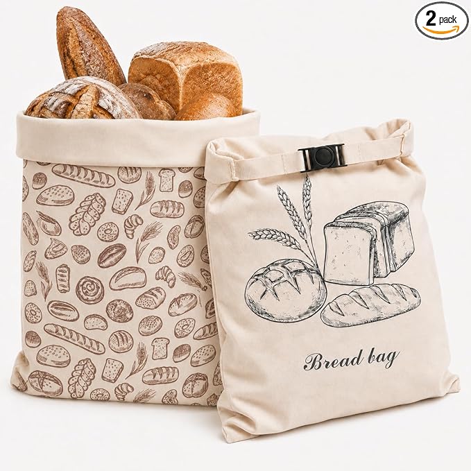 2 PACK Beeswax Sourdough Bread Bags for Homemade Bread, Reusable Cotton Beeswax Bread Bag Portable Waxed Storage All Natural Bees Wax Linen Bag Keep Fresh,13''×17'', 03