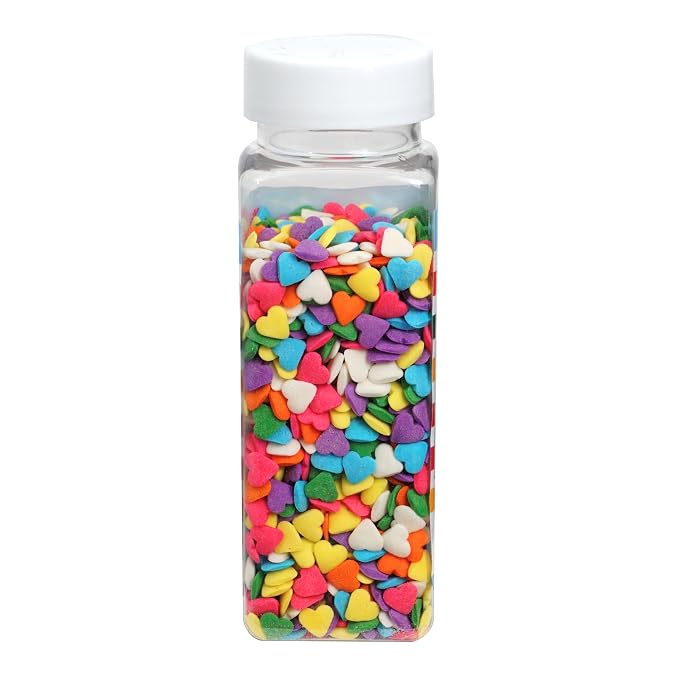 Multi Color Confetti Mix Heart Sprinkles 3.28 oz, Rainbow Heart Sprinkles For Cake Decorating, Baking, Ice Cream & More, The Hampton Candy Company