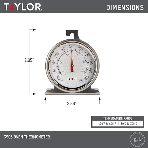 Taylor Large 2.5 Inch Dial Kitchen Cooking Oven Thermometer, Analog