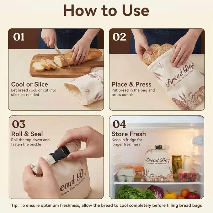 2 Pack Beeswax Bread Bags for Sourdough, Reusable Natural XL Linen Beeswax Bread Bag for Homemade Sourdough 17 x 13 Inches Freezer-Friendly Large Capacity Portable Cloth Bags Keep Bread Fresh