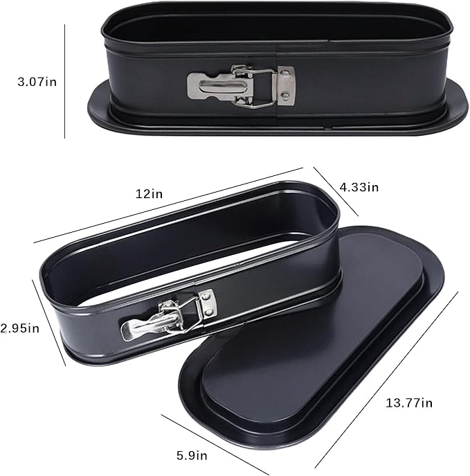 Square Springform Cake Baking Pans: Non-stick Cheesecake/Tiramisu Pan with Removable Bottom, Quick Release Latch Bakeware Leakproof Bread Loaf Pan, 12.4" x 4.92" x 3.35"