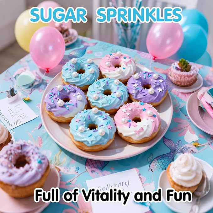 Edible Mermaid Sprinkles,130g/4.58oz,Sugar Pearl Stars Jimmies Mix,Pearl Candy Ocean Sprinkles,Summer Baking Cake Fun Decorations,Perfect for Ice Cream,Cookies,Dessert,Cupcake Topper,Birthday Children's Anime Theme Party Supplies