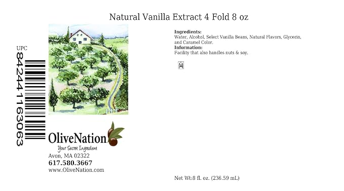 4X Natural Bourbon Vanilla Flavor - 4x Extra Strength Vanilla for Baking - Cooking - Ice Cream - Frosting - Non-GMO - Gluten Free - Kosher - Vegan - 8 ounces