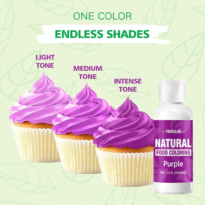 Purple Natural Food Coloring - Pandalab 40mL Plant-Based Concentrated Food Dye, No Artificial Dye, Vegan Edible Color for Baking, Cake Decorating, Icing, Frosting, Cookies, Candy, 1.4 Fl Oz