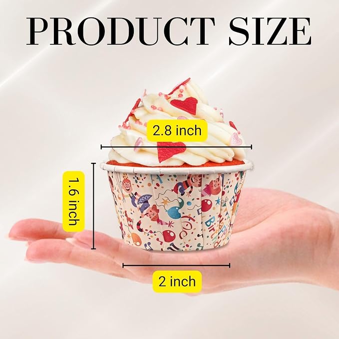 Cupcake Liners 50 Pack, Miliocry 3.5oz Mini Cupcake Cups for Baking, Disposable Paper Baking Cups Cake Containers Muffin Liners Wrappers Holders for Wedding Birthday Party