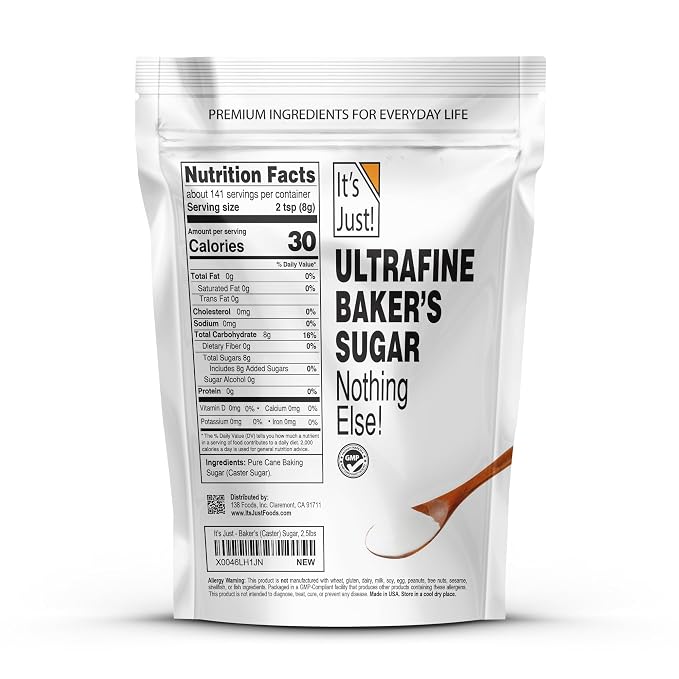 It's Just - Ultrafine Caster (Baking) Sugar, 2.5lbs, 100% Pure Cane Sugar, Made in USA