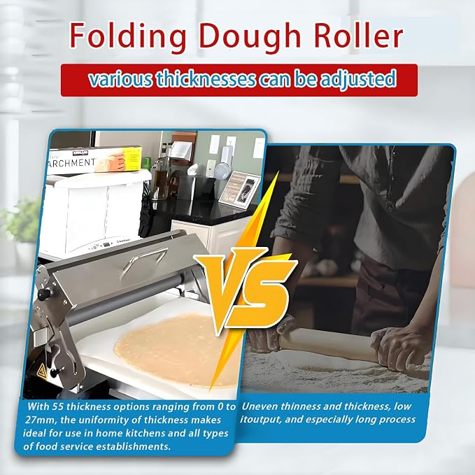 Commercial Dough Sheeter Laminated Dough Sheeter Fondant Flattener Pastry Sheeter Countertop Pizza Pasta Press Machine Professional Bakery Equipment Model300