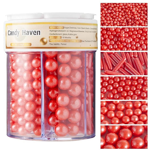 Red Edible Baking Sprinkles 10.8oz, Sugar Confetti, Nonpareils & Sugar Pearls, Patriotic Cake, Cupcake, Cookie & Ice Cream Dessert Decorations