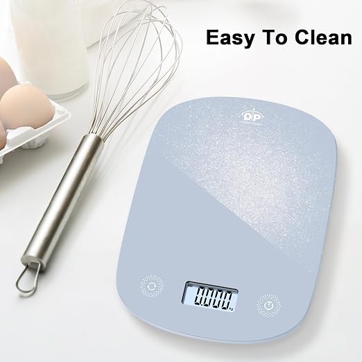 QP Digital Kitchen Food Scales,11 lb/5 kg,Suitable for Coffee and Cooking | 6 Units,1g High Accuracy,Touch Control,Tare Function, Auto Off,Ultra Slim,With Hook,Blue