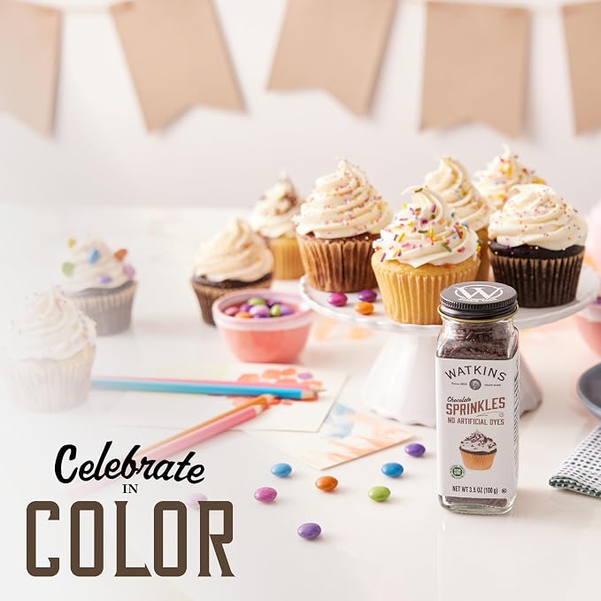 Watkins Chocolate Decorating Sprinkles, No Artificial Dyes, Kosher, 3.5 Ounce, 1-Pack