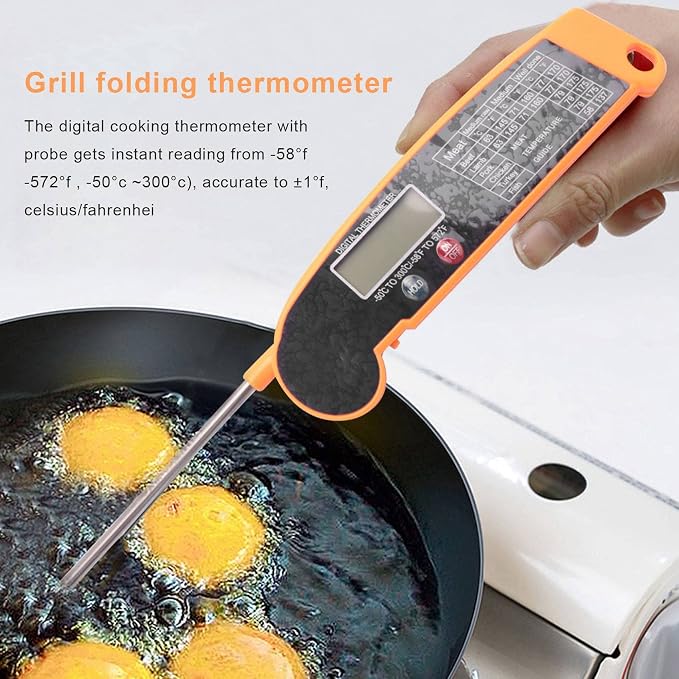 Digital Instant Read Meat Thermometer with Highly Accurate Temperature Probe, Electric for Kitchen Food Grilling Grill BBQ Smoker Liquids Fryer Hot Oil Frying