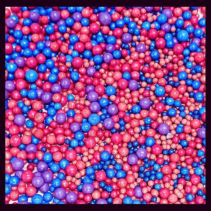 Confect Love Disco Balls Sprinkle Mix – Pink, Blue & Purple Pearl Candy Balls for Cake Decorating, Cupcakes, Cookies & Desserts – Edible Sprinkles Topping | Vegan, Gluten-Free, Nut-Free, Soy-Free, Dairy-Free, Palm Oil-Free- 4.2 Oz