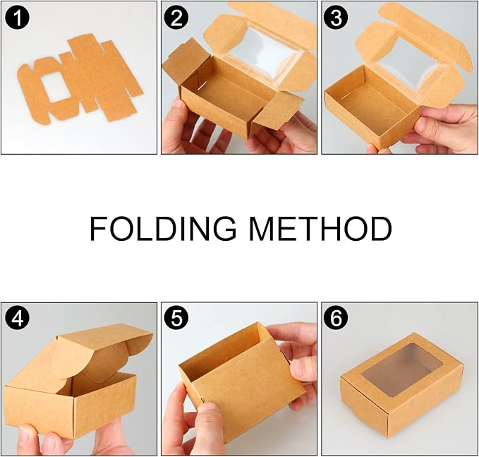 COTOPHER Soap Box, 30Pcs Packaging Boxes with Window, Kraft Paper, for Handmade Soap, Bakery, Cookies, 3.5x2.35x1.2Inch, Bridal Shower, Wedding, Birthday Gifts