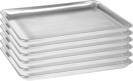 6 Pack Half Size Perforated Aluminum Baking Sheet, 18 x 13 in | NSF, Aluminum Commercial Cookie Sheets, Non-Stick, Oven Safe Up to 500℉