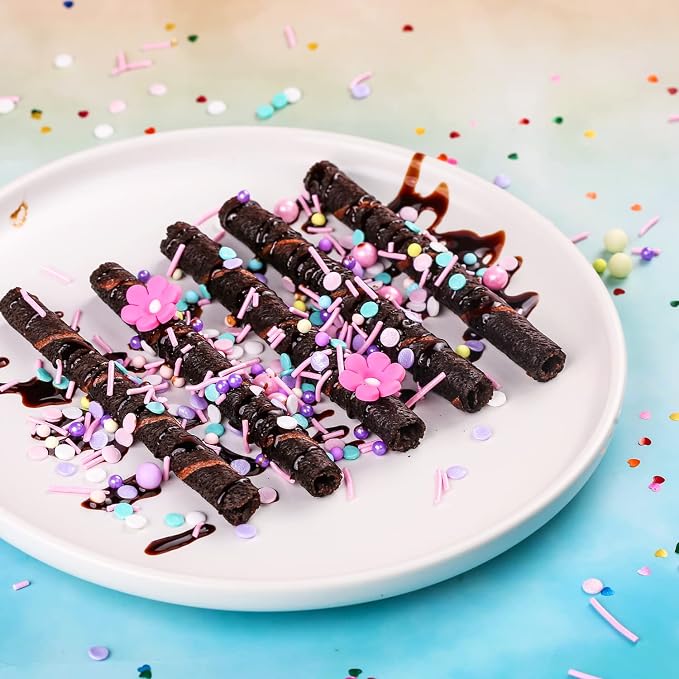 Edible Colorful Sprinkles for Decorating, 10 Pieces 4 Color Flowers Icing Decorations - Pastel Sprinkles for Cookie Decorating, Spring Sprinkles Cupcake Topper, Ice Cream, Candy Chocolate