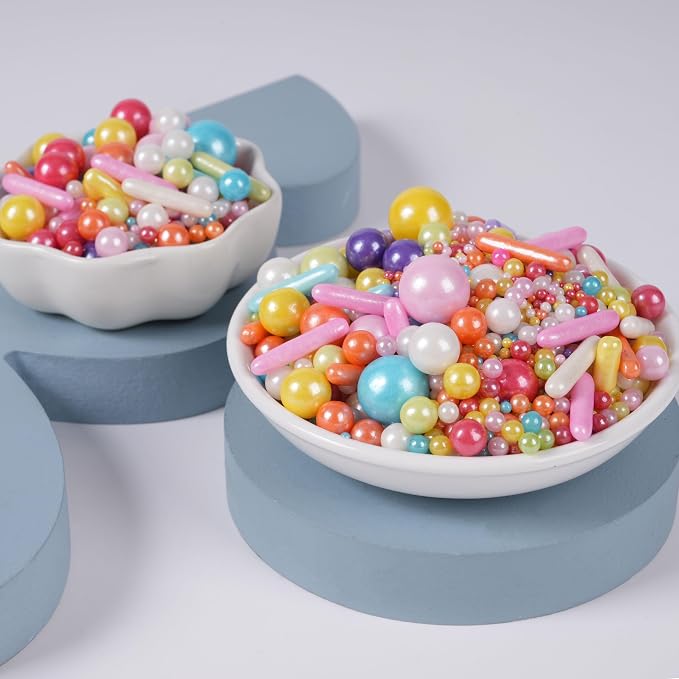 Kasvan Rainbow Mix Sugar Sprinkles - Edible Candy Pearls with 4-Claw Sprinkle Pen,118g/4.16 Oz, Gift Box Pack, Baking Cake Decorations, Ice Cream Toppings and Cookie Decorating (Rainbow)