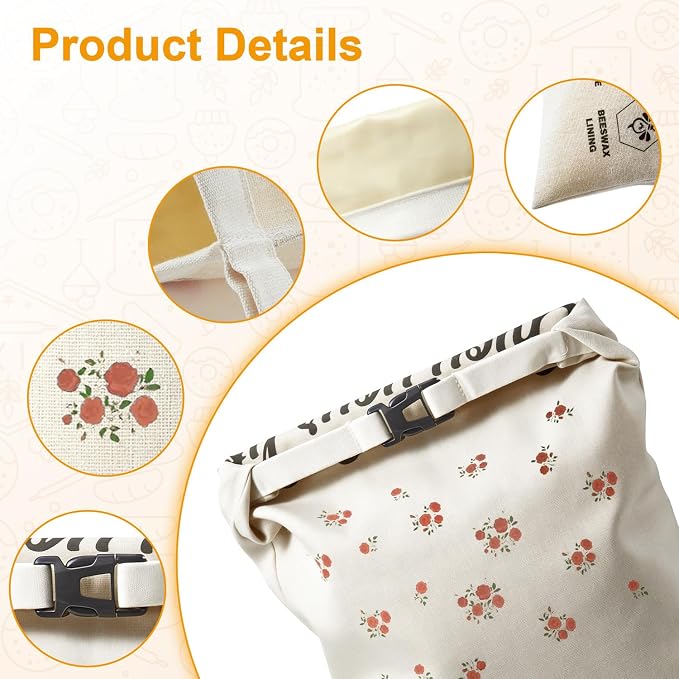 2 Pack Reusable Beeswax Bread Bags for Sourdough, 13"×17" XL Natural Beeswax Bags - Bread Storage Bags to Keep Fresh Longer, 100% Linen Moisture-proof Sourdough Storage Bags, Portable, Easy to Clean