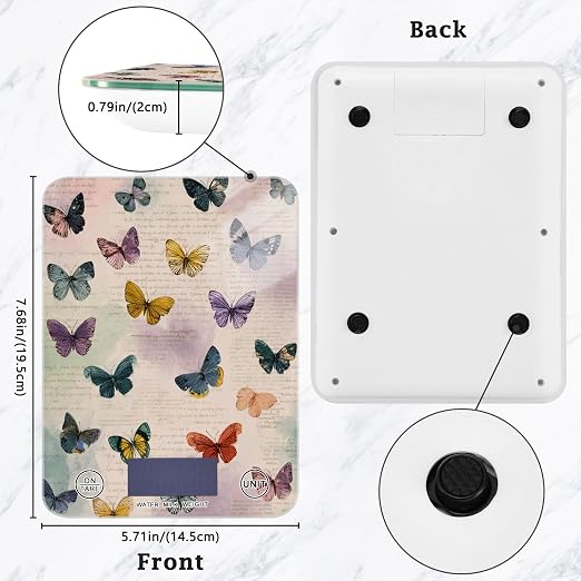 Food Scale Kitchen Scale Food Weight Scales Digital Weight Grams and Ounces Small Electronic Food Scale for Baking Cooking Vintage Beige Butterflies