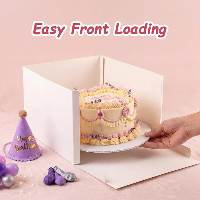 CRUGLA 15 Pack 10x10x8 Cake Boxes with Cake Boards, White Bakery Window Boxes, Tall Dessert Carrier for Birthdays, Weddings & Bake Sales