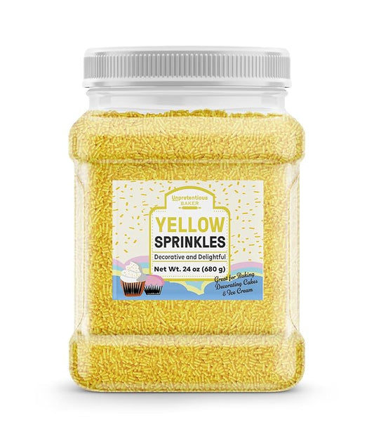 Unpretentious Yellow Sprinkles, 1.5 lb, Bright & Colorful Jimmies, Decorative & Fun Topping for Baking