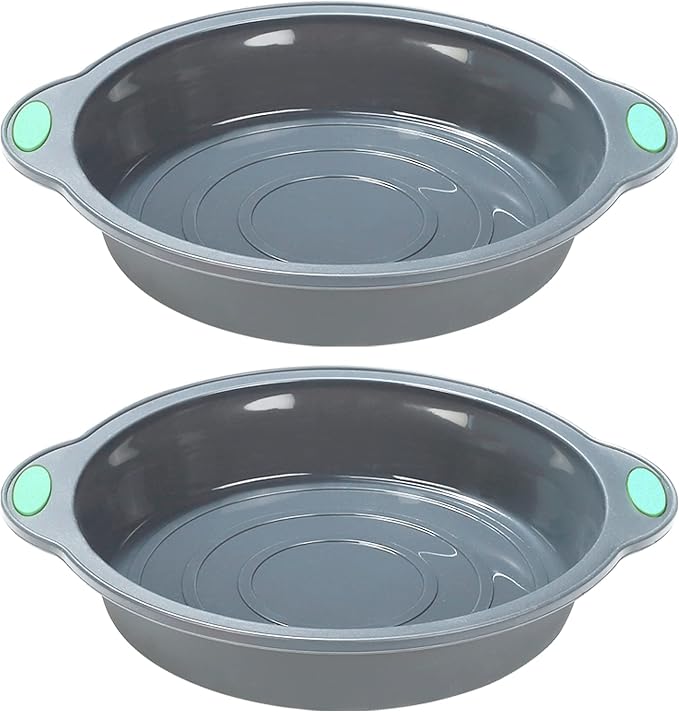 To encounter 9 Inch Silicone Round Cake Pans, 2 Pack Nonstick Silicone Baking Pans Set, Food Grade Cake Molds, with Metal Reinforced Frame More Strength