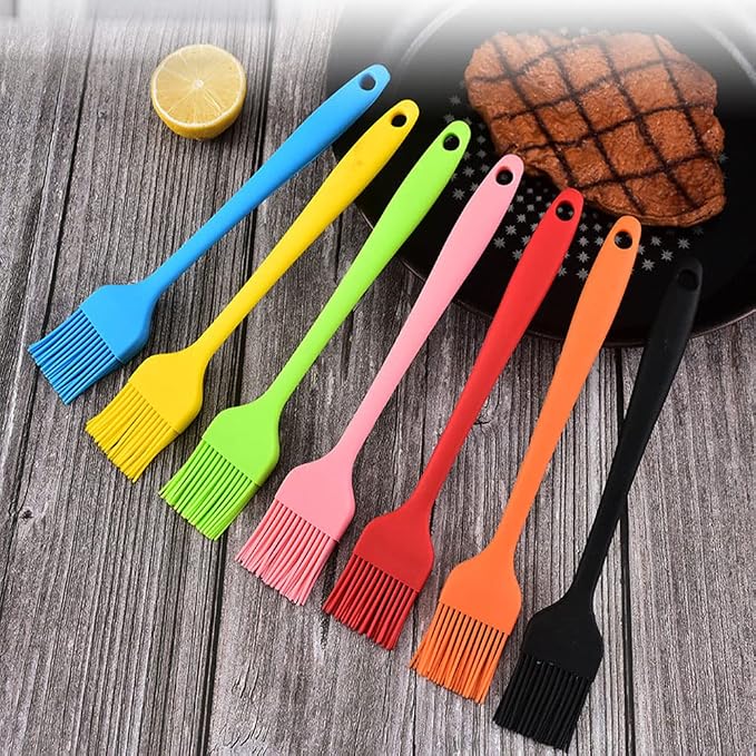 Silicone brush, Oil Brush for BBQ Kitchen Cooking Baking and Grilling (6 PCS,green)