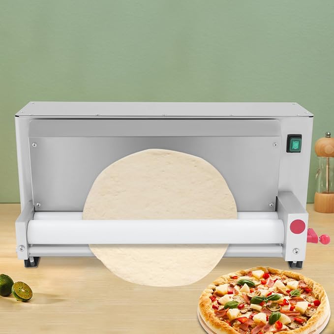 Pizza Dough Roller Sheeter, 110V 450W Electric Countertop Sheeter Roller, 3-18” Commercial Stainless Steel Dough Roller Sheeter with Adjustable Thickness for Bakeries Pizza Shop