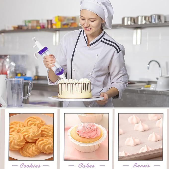 15 Pcs Cake Decorating Baking Syringe Tool Kit, Cupcake Filling Injector with Icing Nozzles Cream Scrapers Nozzle Brush Flower Nail Lifter Scissors Pastry Frosting Gun Piping Kit for Cookies