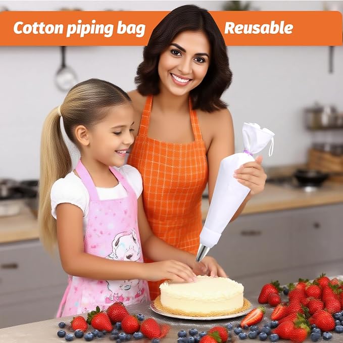11pcs Reusable cotton Piping Bags and Tips, for Cupcakes/Cookies Decorating