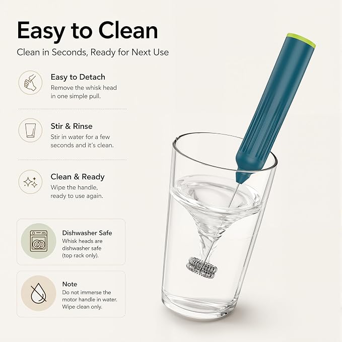Milk Frother Handheld with 3 Stainless Steel Whisks, Rechargeable Electric Drink Mixer with Stand & Travel Case, Milk Foamer for Coffee, Latte, Cappuccino, Hot Chocolate, Egg,Jam Supplement-Green