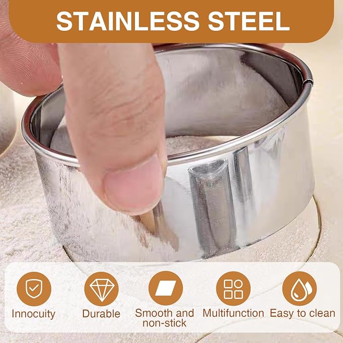 6 Pcs Round Cookie Cutter Set (2, 3, 3.5, 4, 5, 6 Inch), Large Stainless Steel Circle Cookie Donut Cutte