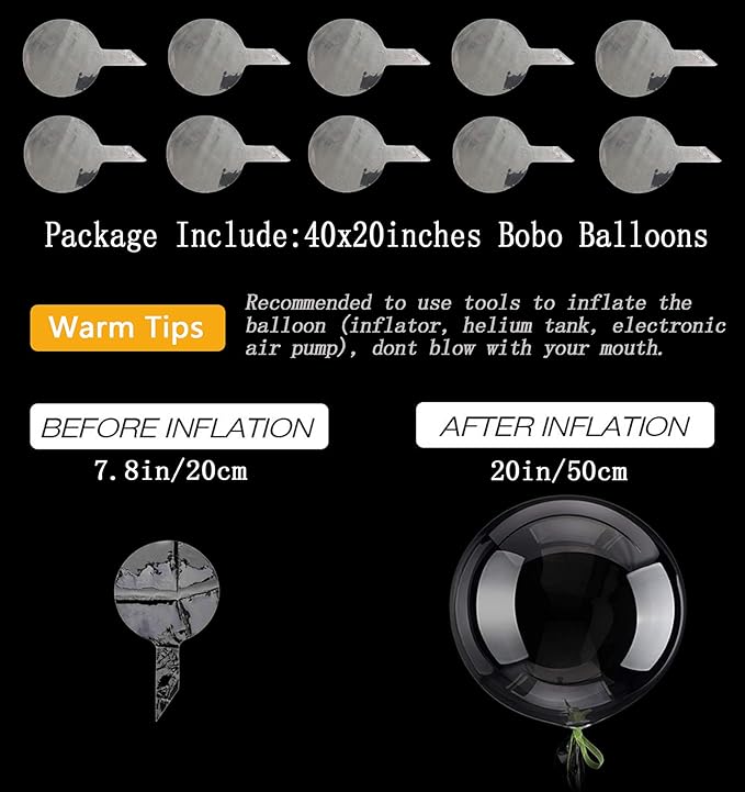 20 Inch Bobo Balloons Bubble Balloons, 40 Pcs Clear Bobo Balloon, Large Transparent Bubble Balloon for Christmas Wedding Birthday Party Decoration
