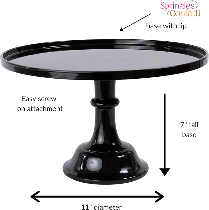 Sprinkles & Confetti 11" Black Melamine Cake Stand – Elegant Reusable Dessert Stand for Weddings, Birthdays, Graduations | Durable Cupcake Display & Smash Cake Plate for Stylish Celebrations