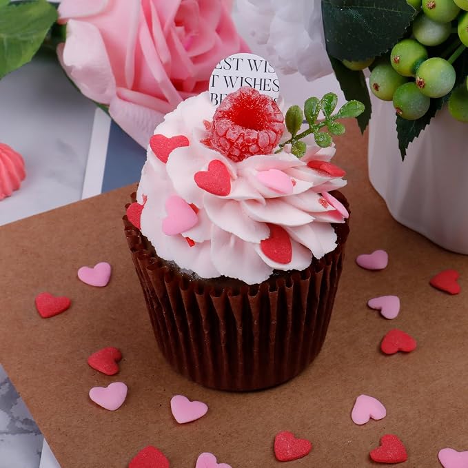 Heart Sprinkles Edible, Mothers Day Sprinkles for Cake Decorating 100g/3.53oz, Valentines Sprinkles, Red and Pink Heart Shaped Sprinkles for Baking, Ice Cream, Cookies, Cupcake Toppers