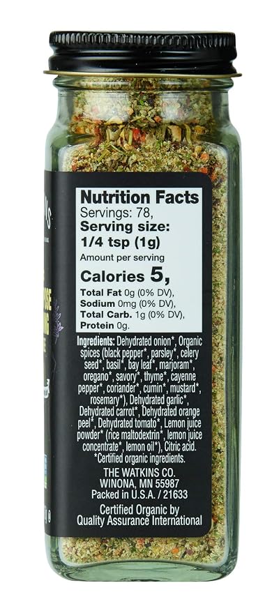 Watkins Organic All Purpose Seasoning Salt Free, 2.7 Ounce, 3-Pack