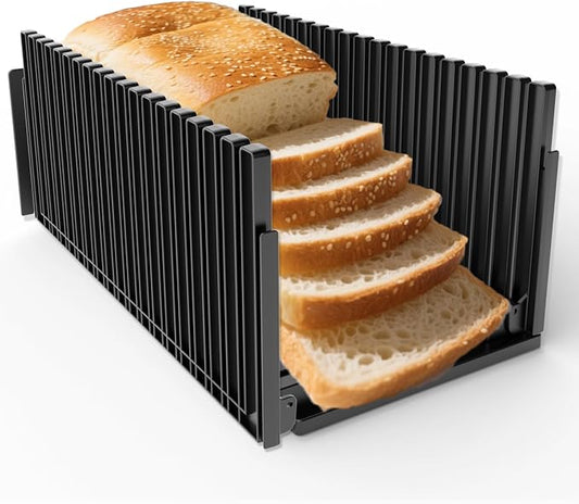 Bread Slicer for Homemade Breads , Adjustable Thickness Slicing Guide , Foldable Portable Bread Cutter Suitability for Homemade Breads, Bagel ,Cakes - Kitchen Gadget, Baking Tool & Gifts for Mom Dad