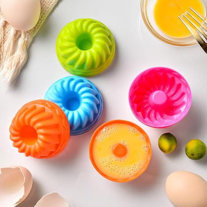 24er Pack Silicone Donut Pans for Baking, Mini b undt Pan Silicone Donut Molds, Nonstick Doughnut Muffin Pumpkin Cup Cupcake Molds Pan, Mini Fluted Tube Silicone Baking Molds
