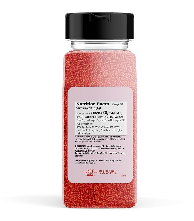 Unpretentious Red Sprinkles, Perfect for Festivities, Multi-Use Shaker Bottle, Dessert Decorating