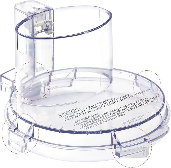 DFP-14 Food Processor Work Bowl Cover DFP-14NWBCT1 for Cuisinart Food Processor Replacement Parts Fits DLC-005AGTXT1 4 Locking Tabs