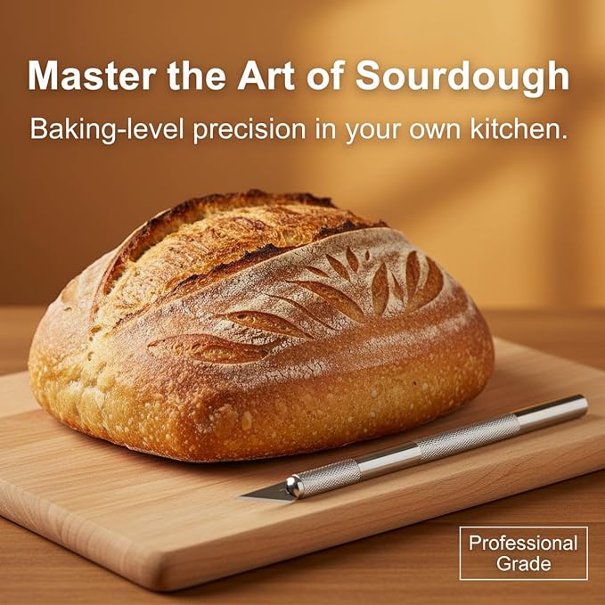 Premium Bread Lame Kit, Professional Sourdough Scoring Tool with 21 Replaceable Blades, 2 Finger Sleeves, Safety Cover Stainless Steel Dough Scoring Knife for Home Baking, Handmade Bread Making